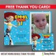 Toy Story Jessie 7x5 or 6x4 in. Birthday Party Invitation with FREE editable Thank you Card